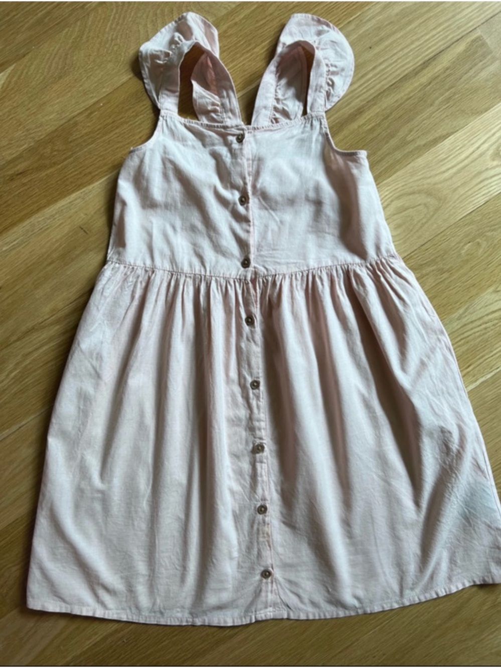 H&M Light Pink Button-Down Sundress with Ruffle Straps